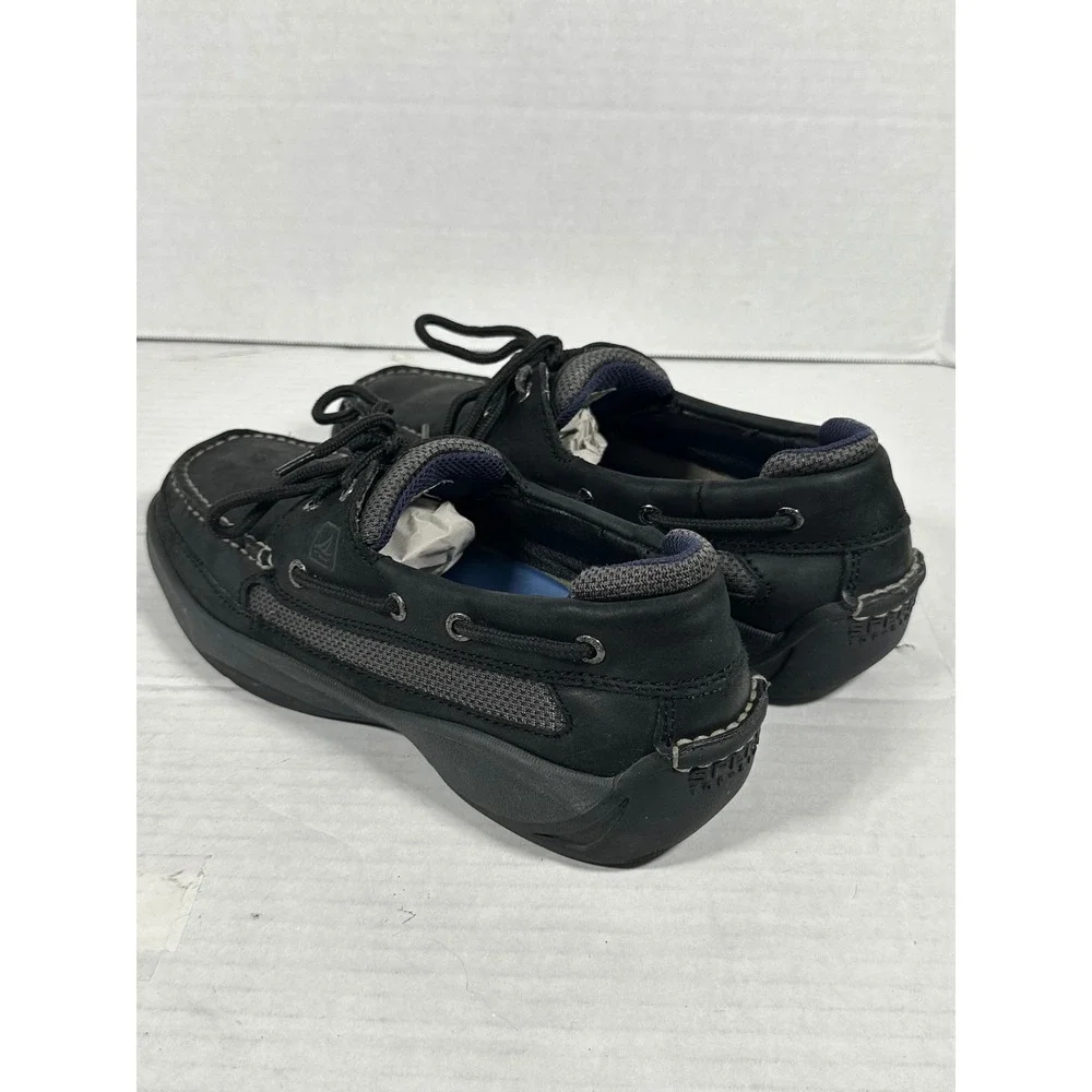 Sperry Top-Sider Mens Black Leather Boat Shoes 0773507 Size 8M Mesh Panels